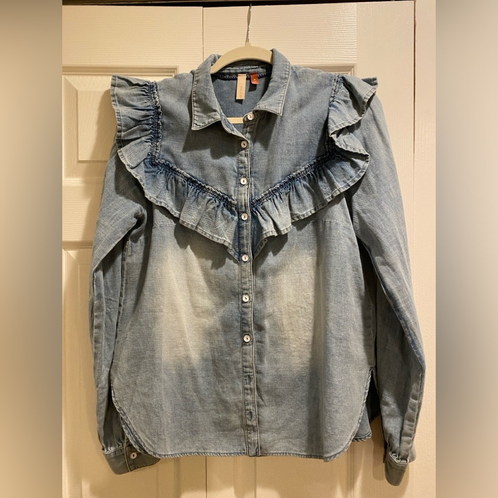 Pilcro Denim Button Down With Ruffles - image 3